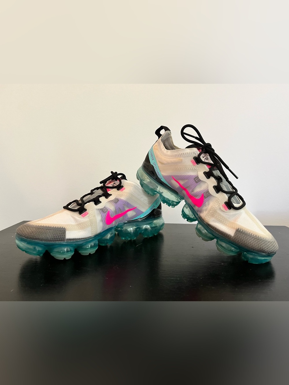 Nike Air VaporMax 2019 White Hyper Pink Aqua Running Shoes Women’s Size 8.5 - Picture 6 of 7